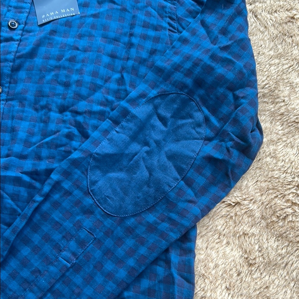 Zara Blue Casual Button Down Shirt Lightweight Cotton - Picture 3 of 4